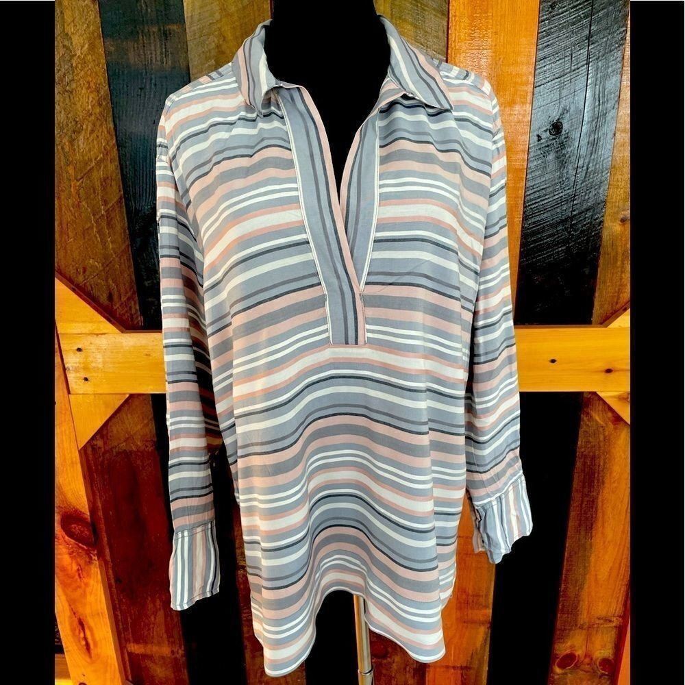 LOU & Grey v neck long sleeved striped tunic top, size S